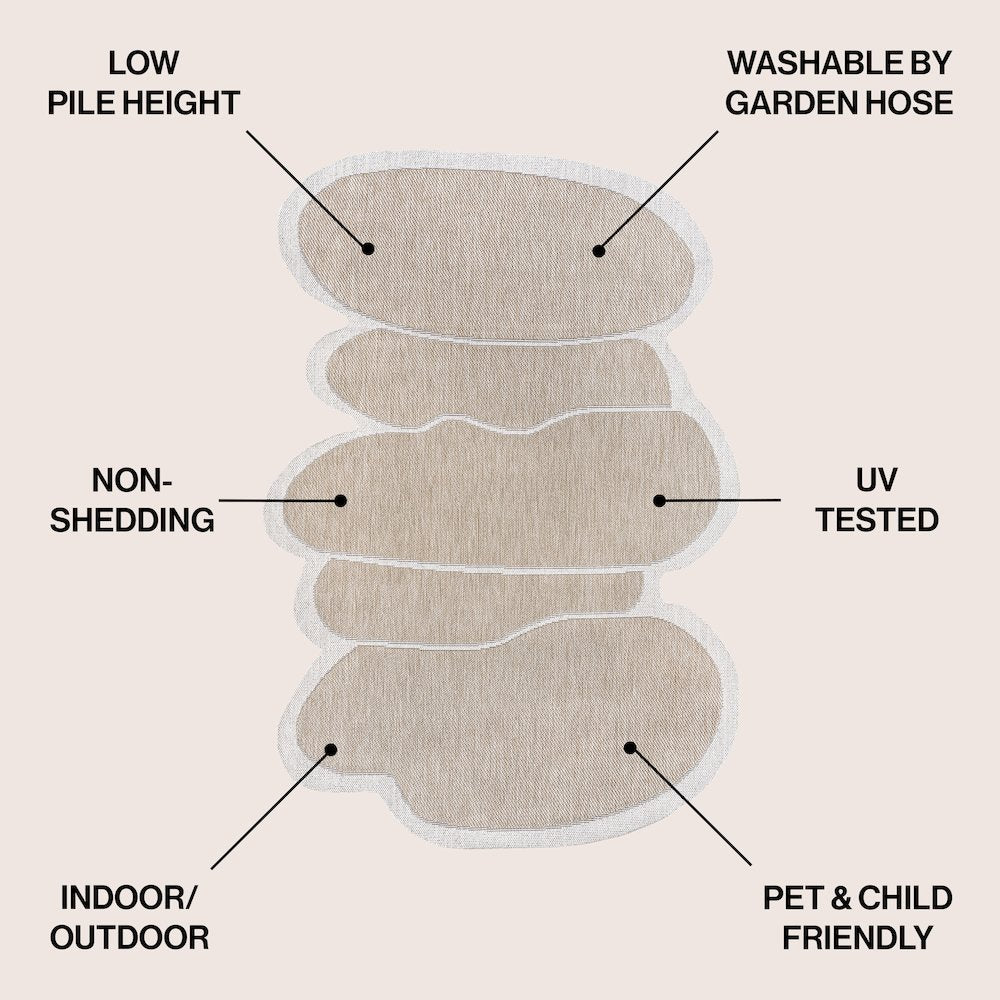 Jasper Modern Rustic Abstract Beige   Indoor/Outdoor Shaped  Rug
