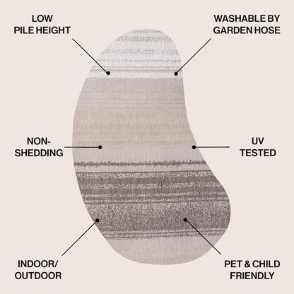 Evan Modern Rustic Organic CurveIndoor/Outdoor Shaped  Rug