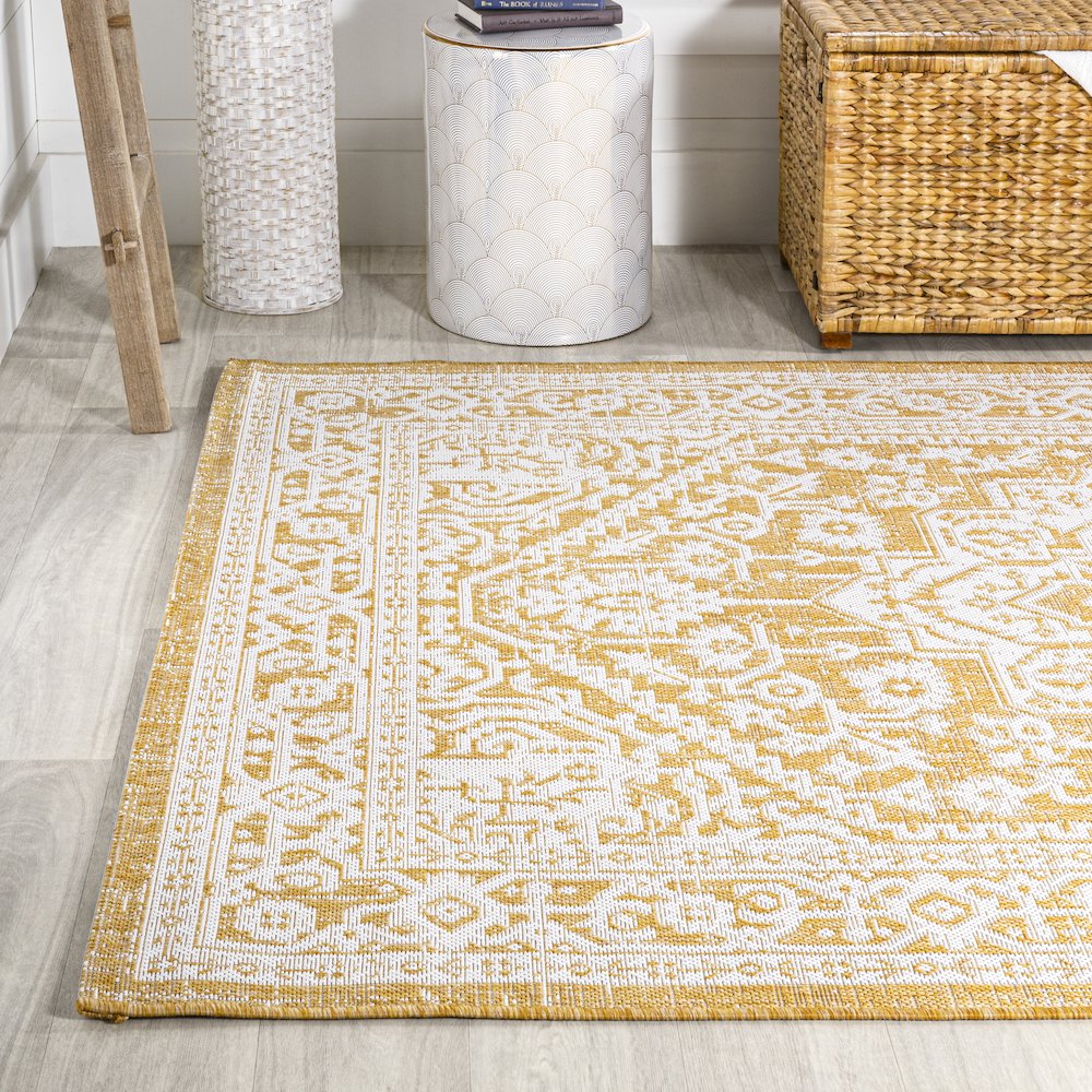 Sinjuri Medallion Textured Weave Indoor/Outdoor Area Rug