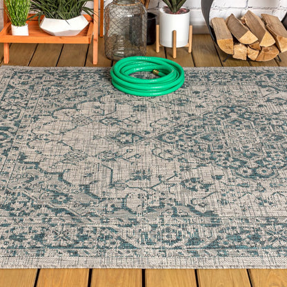Rozetta Boho Medallion Textured Weave Indoor/Outdoor Area Rug