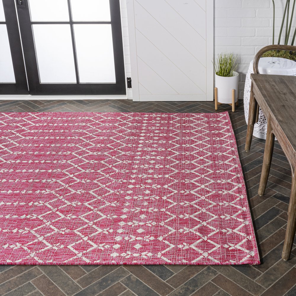 Ourika Moroccan Geometric Textured Weave Indoor/Outdoor Area Rug