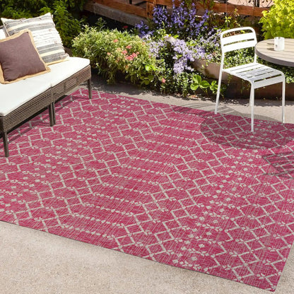 Ourika Moroccan Geometric Textured Weave Indoor/Outdoor Area Rug