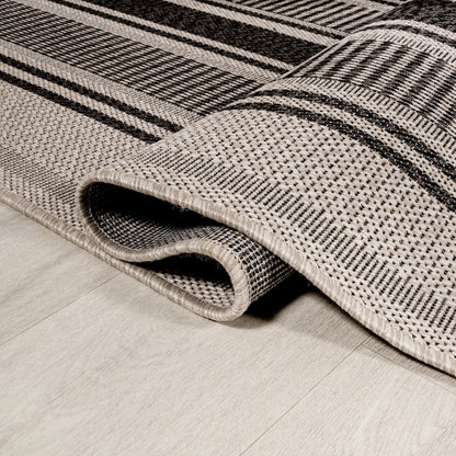 Haynes Modern Double Stripe Indoor/Outdoor Area Rug