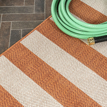 Negril Two Tone Wide Stripe Indoor/Outdoor Area Rug