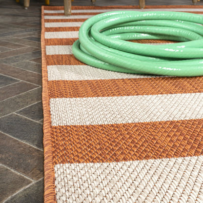 Negril Two Tone Wide Stripe Indoor/Outdoor Area Rug