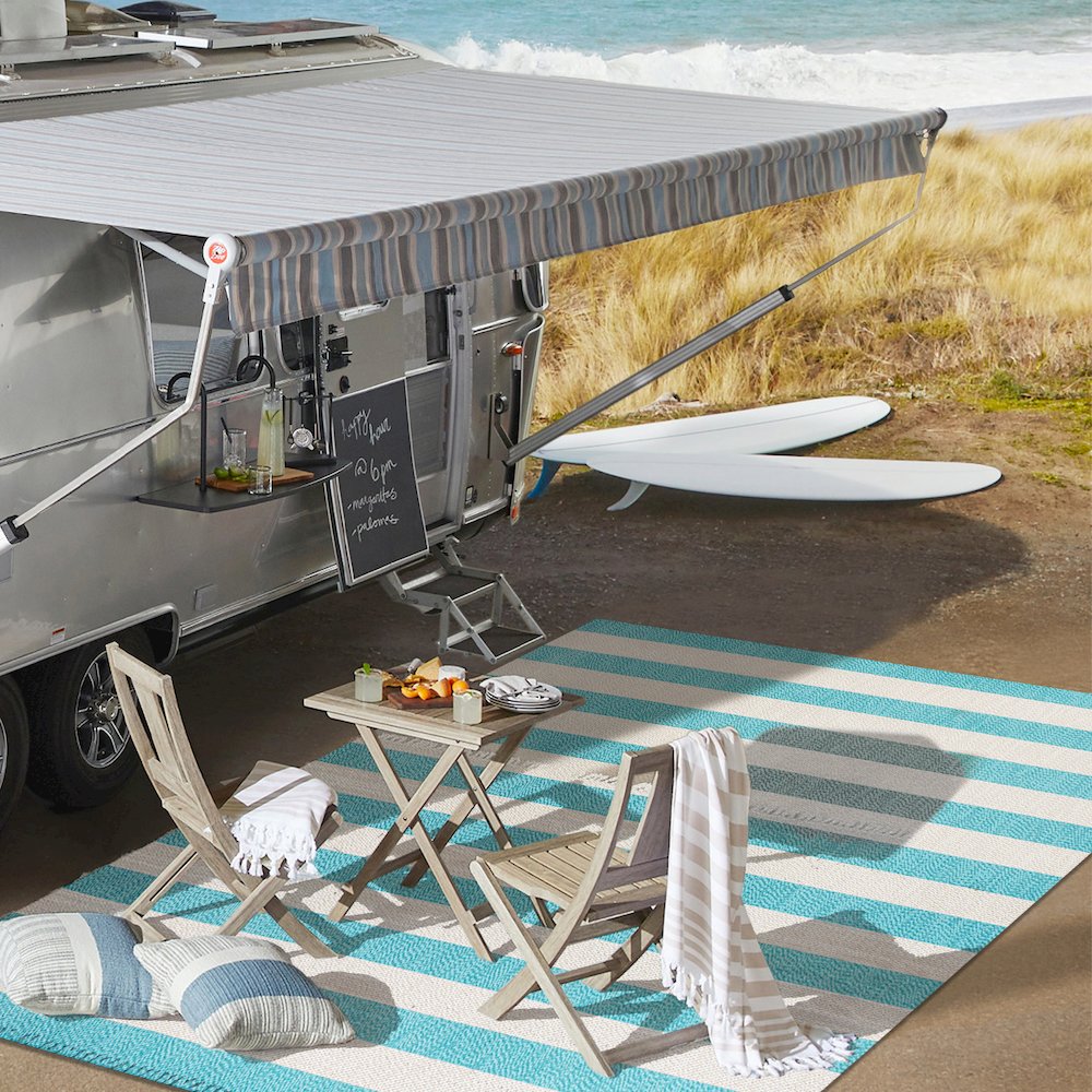 Negril Two Tone Wide Stripe Indoor/Outdoor Area Rug