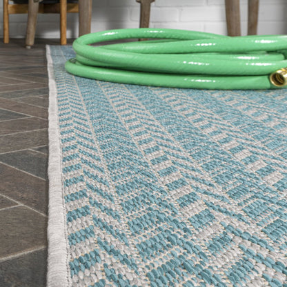 Chevron Modern Concentric Squares Indoor/Outdoor Area Rug