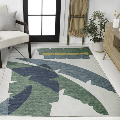 Palm Leaf Green/Cream 8 ft. x 10 ft. Indoor/Outdoor Area Rug