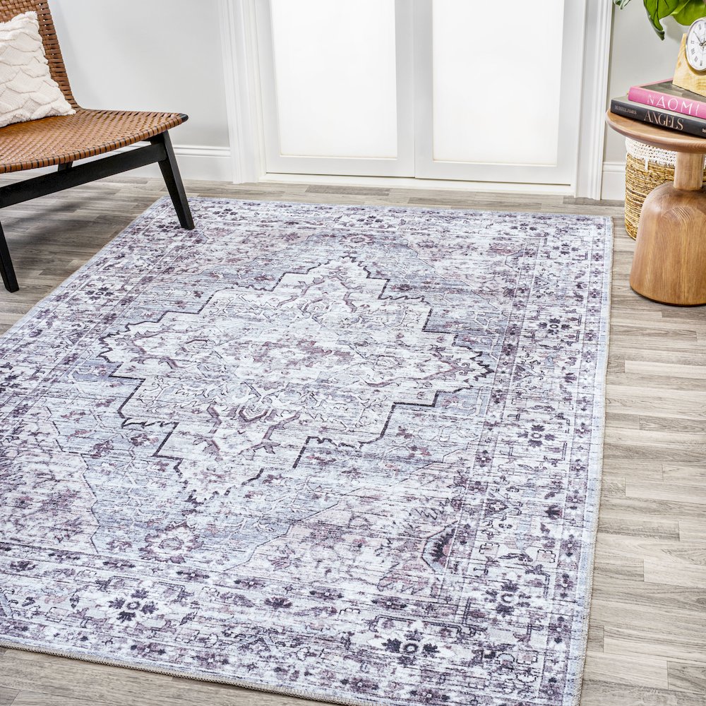 Didim Boho Gray Medallion Machine-Washable Area Rug