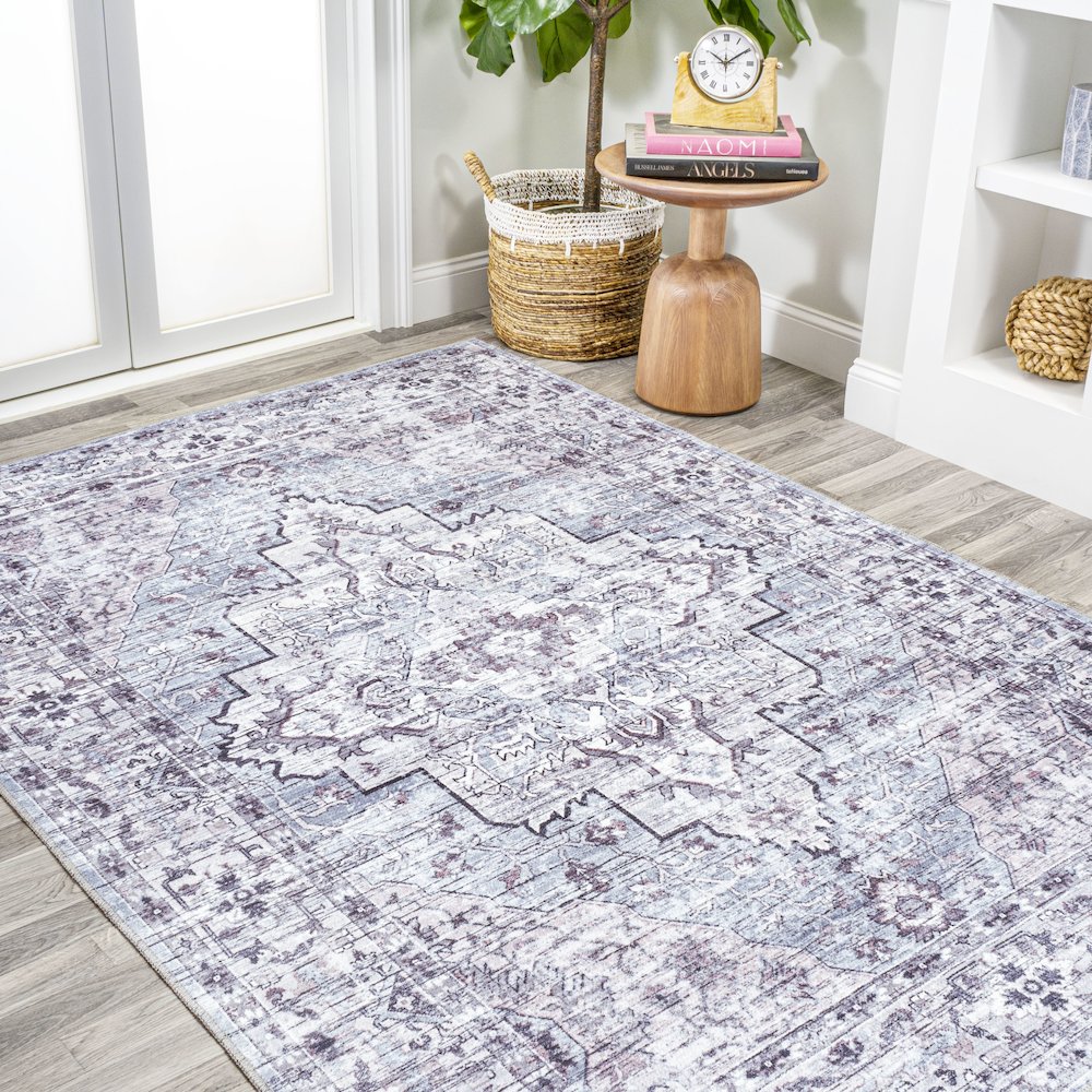 Didim Boho Gray Medallion Machine-Washable Area Rug