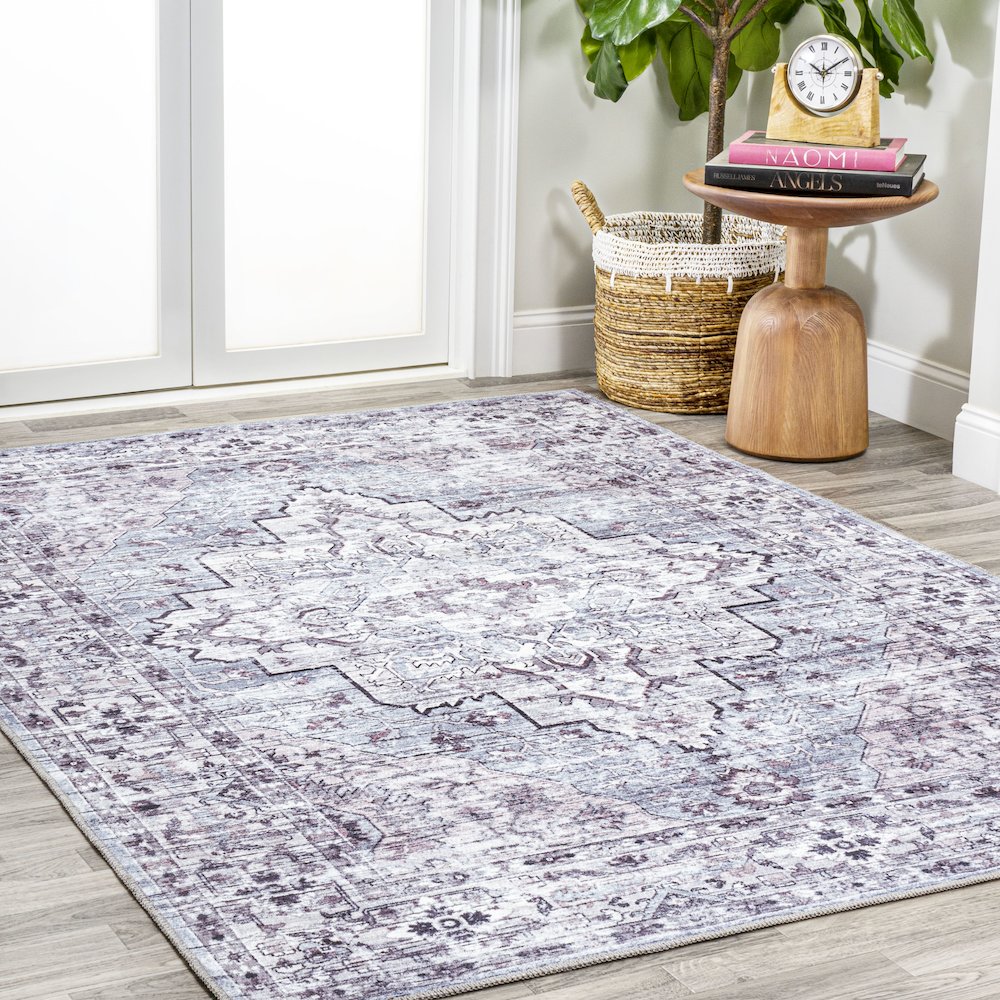 Didim Boho Gray Medallion Machine-Washable Area Rug