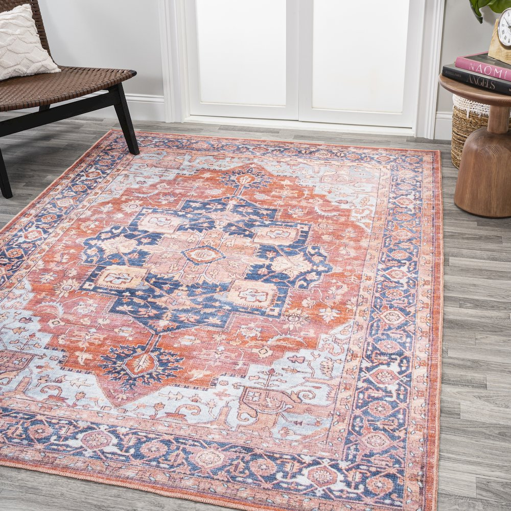 Maris Ornate Medallion Machine-Washable Area Rug