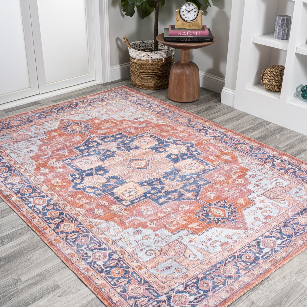 Maris Ornate Medallion Machine-Washable Area Rug