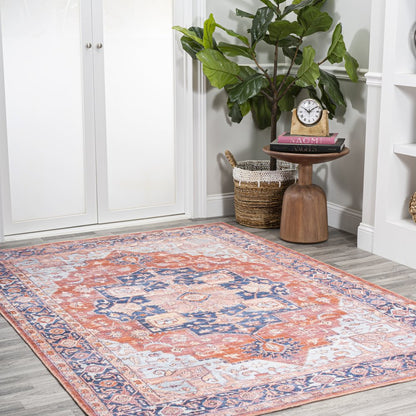 Maris Ornate Medallion Machine-Washable Area Rug