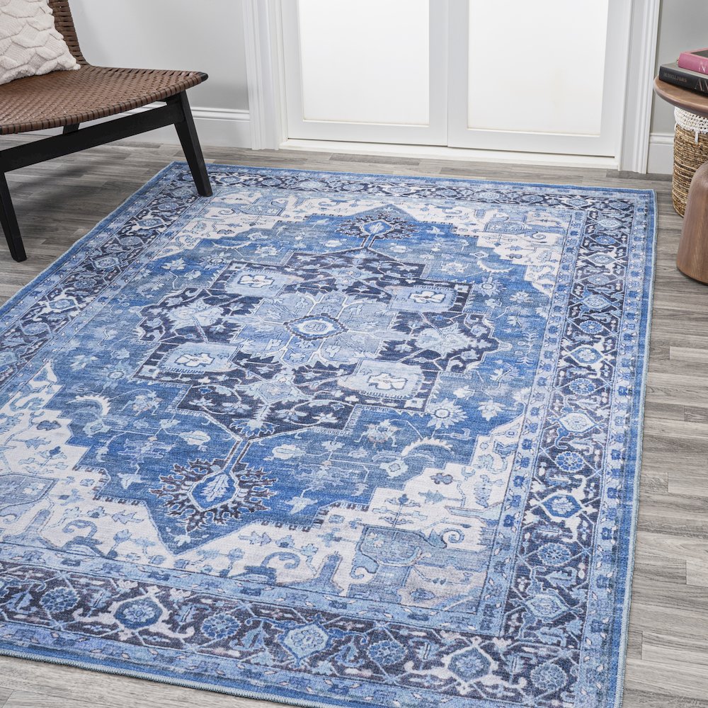 Maris Ornate Medallion Machine-Washable Area Rug