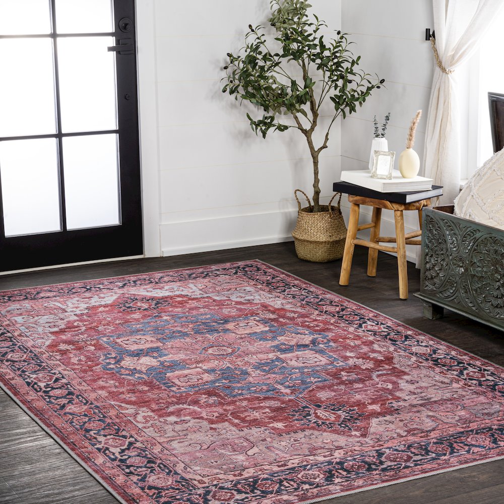 Maris Ornate Medallion Machine-Washable Area Rug