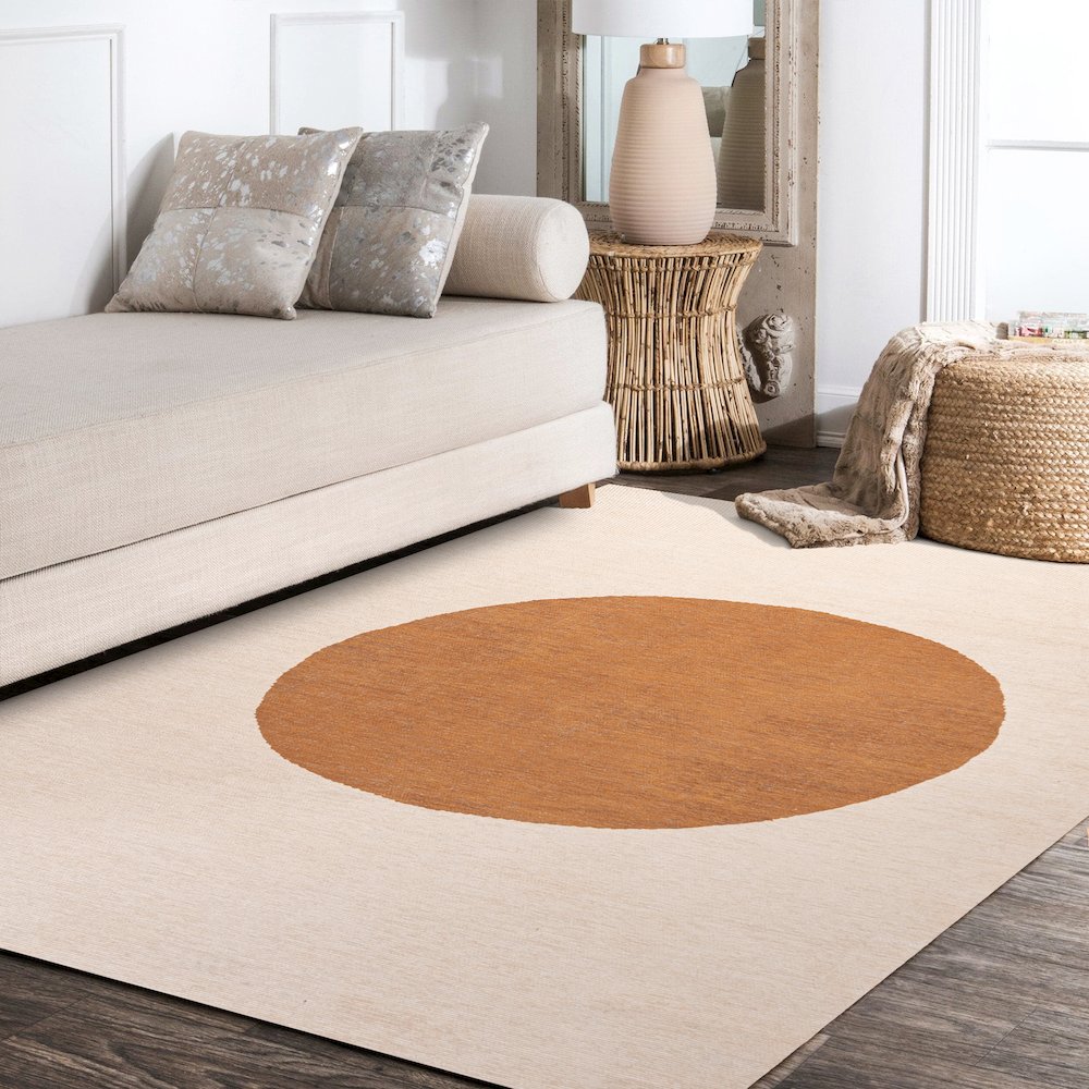 Cirkel Minimalist Geometric Dot Machine Washable Area Rug