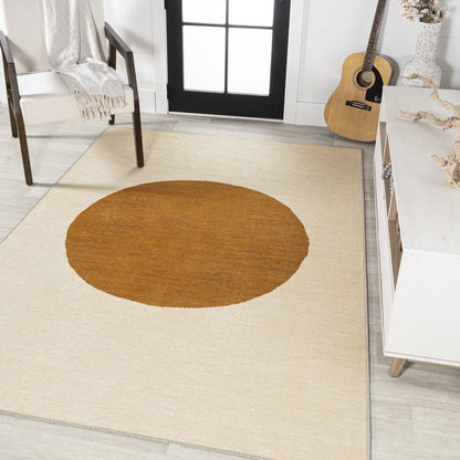 Cirkel Minimalist Geometric Dot Machine Washable Area Rug