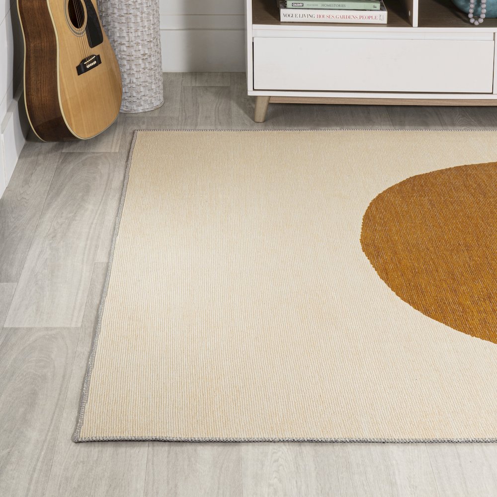 Cirkel Minimalist Geometric Dot Machine Washable Area Rug