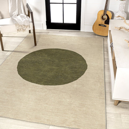 Cirkel Minimalist Geometric Dot Machine Washable Area Rug