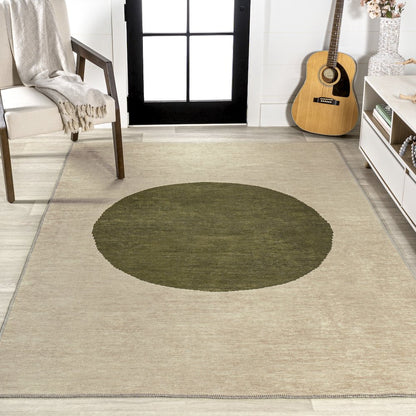 Cirkel Minimalist Geometric Dot Machine Washable Area Rug