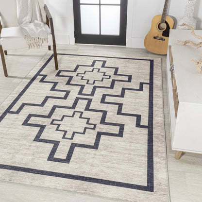 Ashkii Minimalist Medallion Machine Washable Area Rug