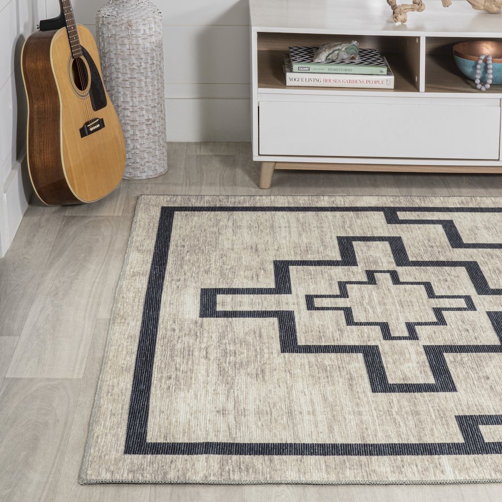 Ashkii Minimalist Medallion Machine Washable Area Rug
