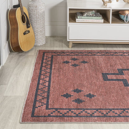 Korsa Geometric Medallion Machine Washable Area Rug