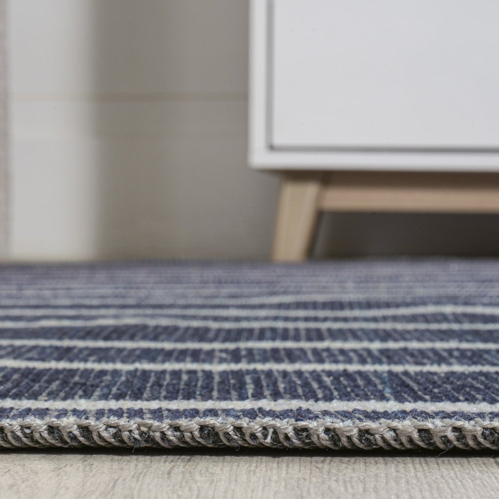 Rand Distressed Ticking Stripe Machine Washable Area Rug