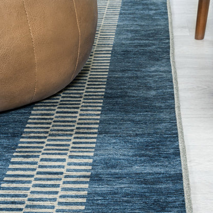 Vichy Geometric Striped Machine-Washable Area Rug