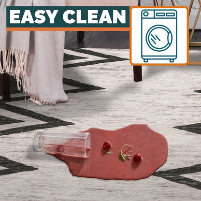 Siksak Modern Chevron Border Area Rug