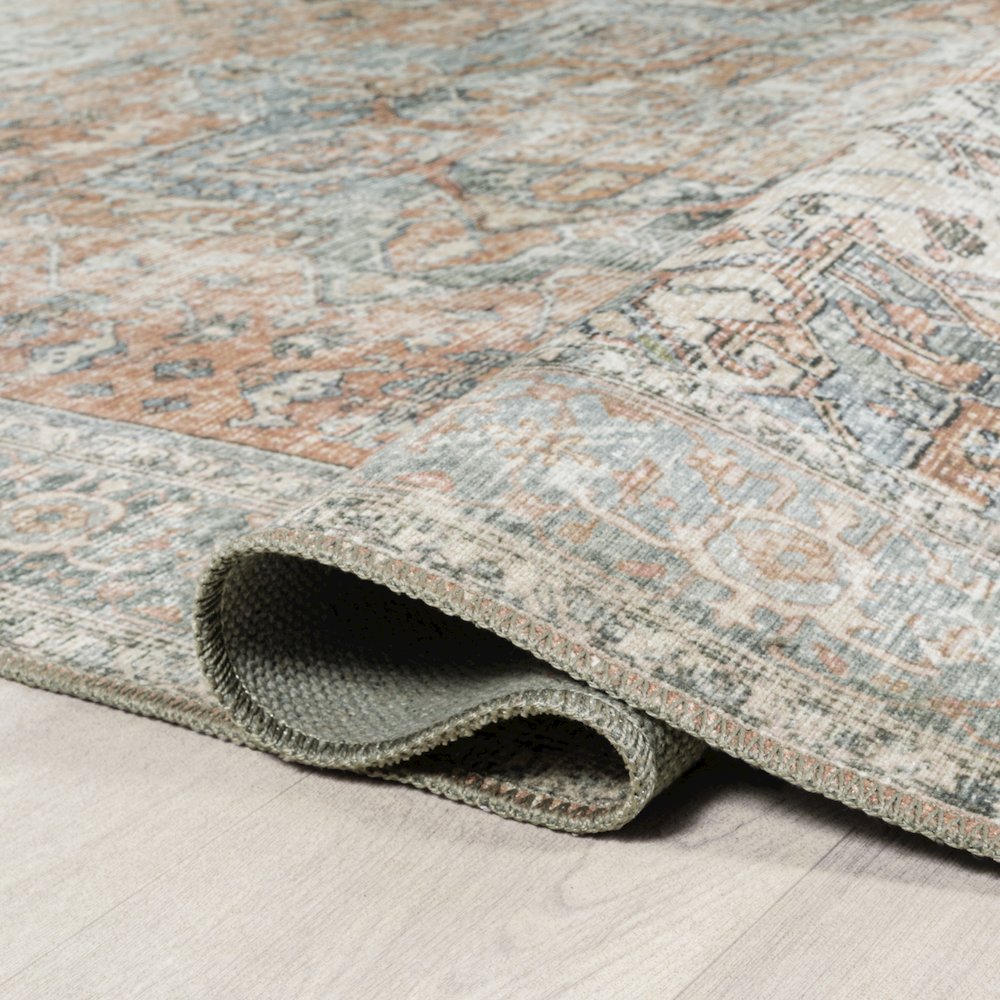 Armae Distressed Medallion Chenille Machine-Washable Runner Rug