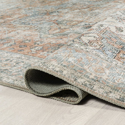 Armae Distressed Medallion Chenille Machine-Washable Runner Rug