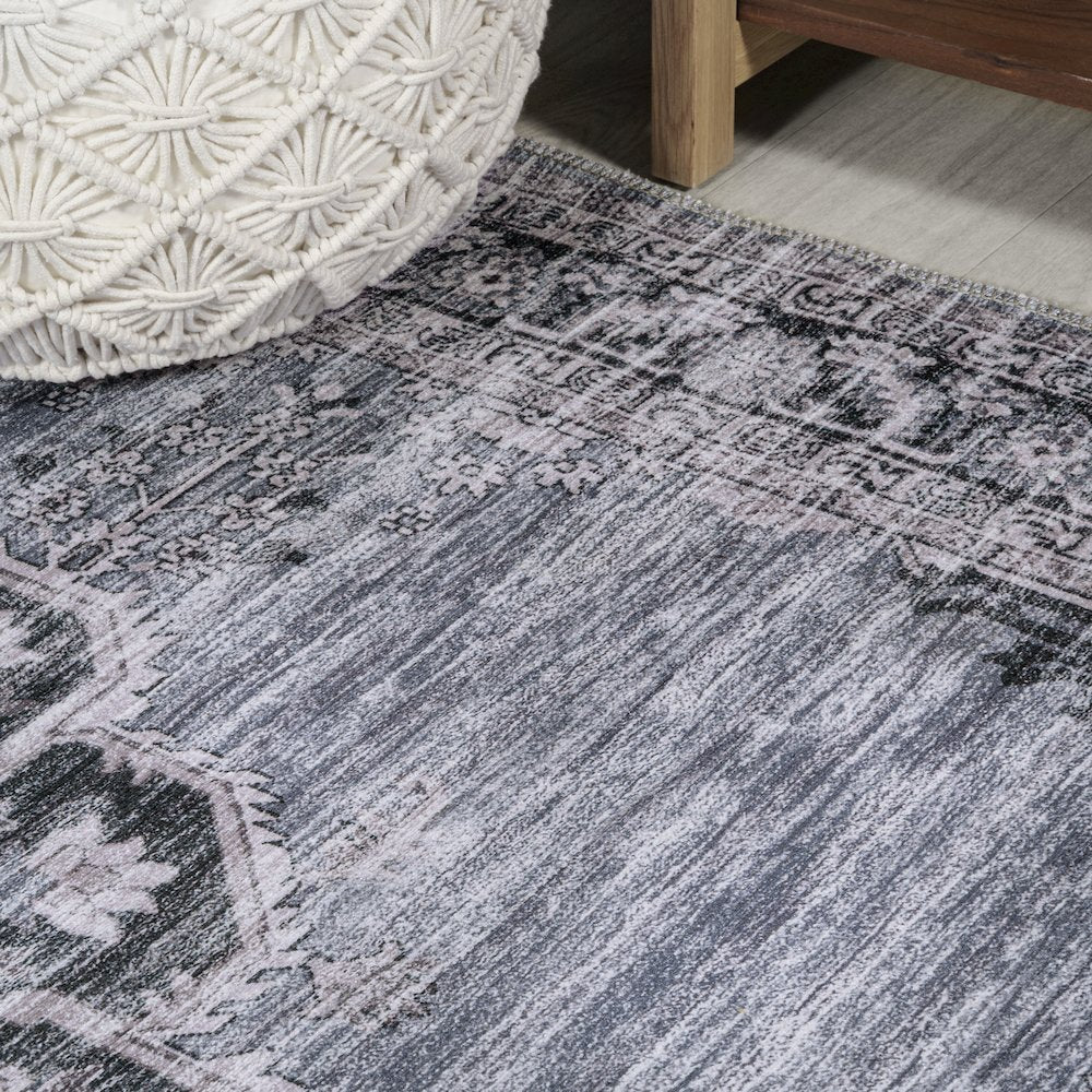 Wincer Chenille Cottage Medallion Machine-Washable Runner Rug