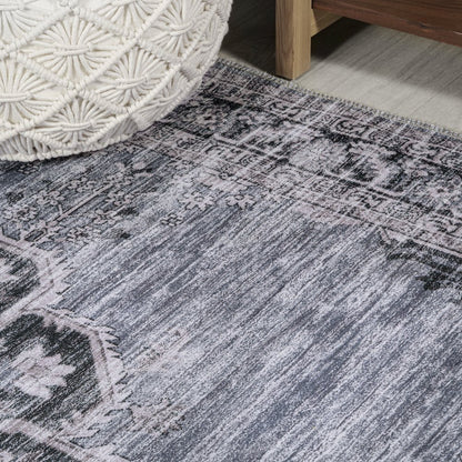 Wincer Chenille Cottage Medallion Machine-Washable Runner Rug