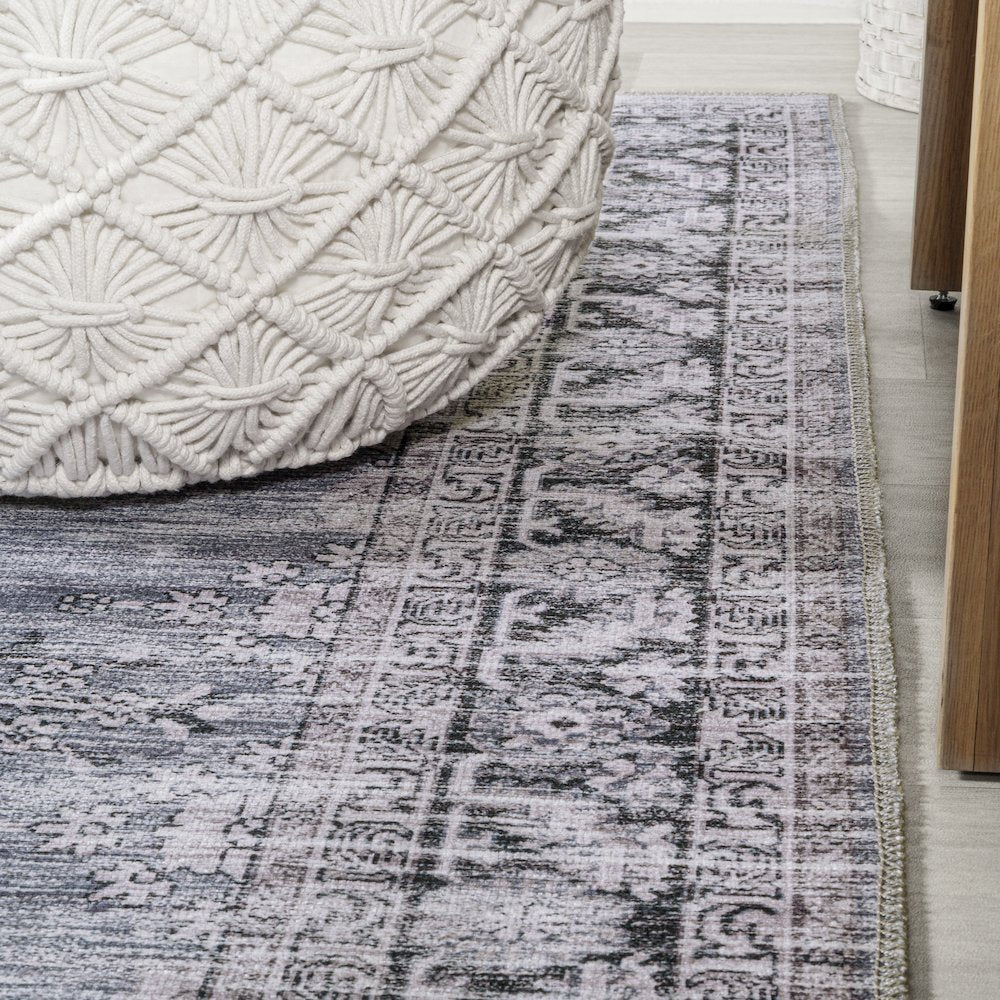 Wincer Chenille Cottage Medallion Machine-Washable Runner Rug