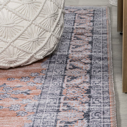 Wincer Chenille Cottage Medallion Machine-Washable Runner Rug