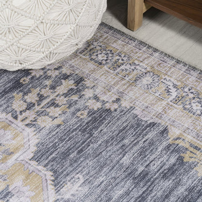 Wincer Chenille Cottage Medallion Machine-Washable Runner Rug