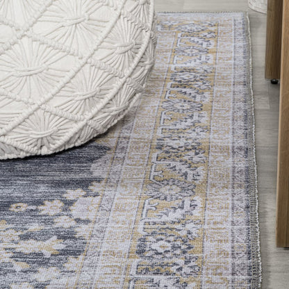 Wincer Chenille Cottage Medallion Machine-Washable Runner Rug