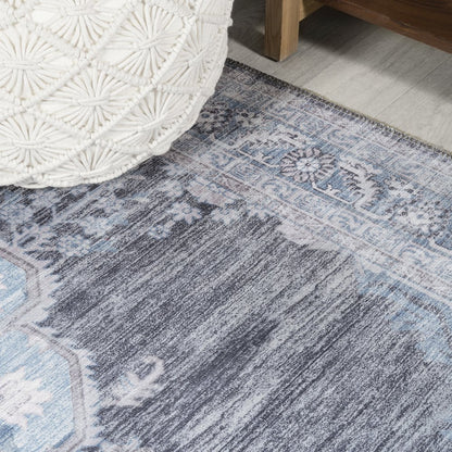 Wincer Chenille Cottage Medallion Machine-Washable Runner Rug