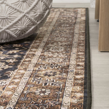 Chapell Chenille Traditional Medallion Machine-Washable Runner Rug