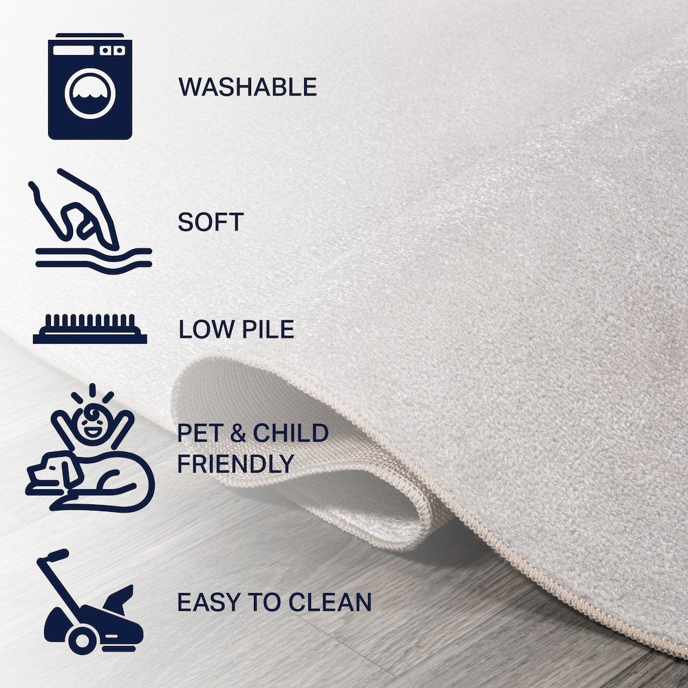 Twyla Classic Solid Low-Pile Machine-Washable Area Rug
