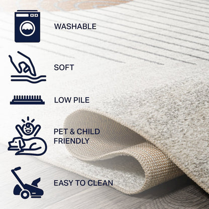 Kallax Geometric Modern Low-Pile Machine-Washable Area Rug