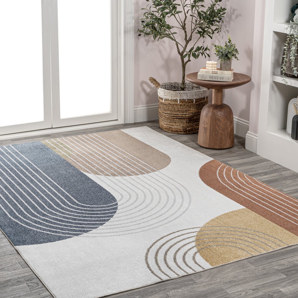 Arches Contemporary Minimalist Machine-Washable Area Rug
