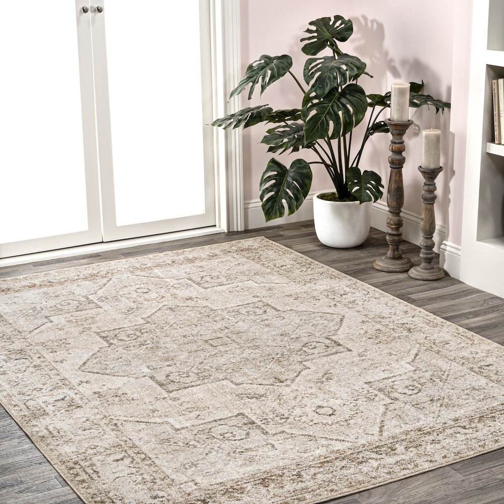 Koda Vintage Native American Medallion Machine-Washable Area Rug