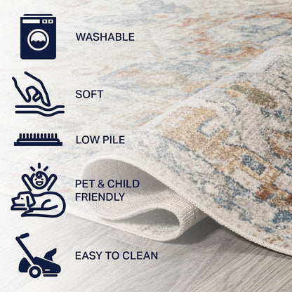 Shaemus Bohemian Medallion Low-Pile Machine-Washable Area Rug
