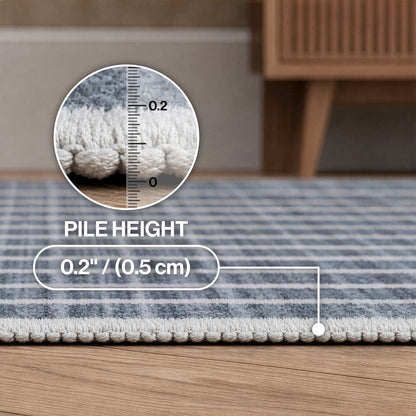Orton Distressed Ticking Stripe Non-Slip Machine-Washable Indoor Area Rug