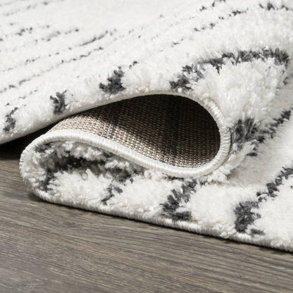 Petra Abstract Stripe Geometric Shag Area Rug