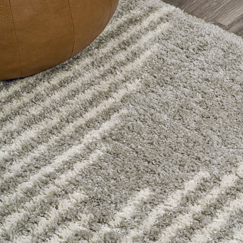 Petra Abstract Stripe Geometric Shag Area Rug