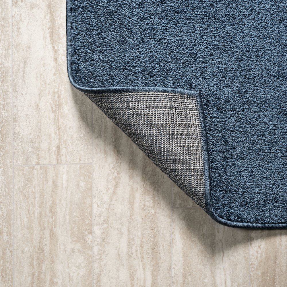 Haze Solid Low Pile Area Rug Navy
